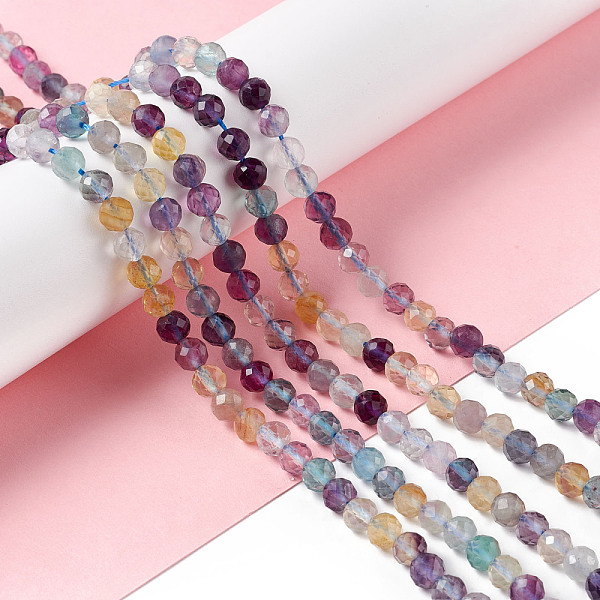 

PandaHall Natural Fluorite Beads Strands, Faceted, Round, 6mm, Hole: 0.8mm, about 69pcs/strand, 15.16 inch(38.5cm) Fluorite Round