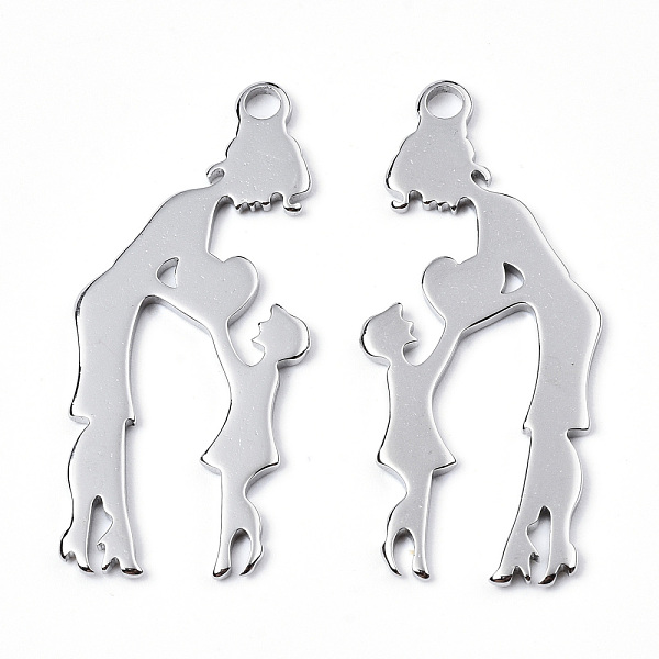 

PandaHall 201 Stainless Steel Pendants, Family, Stainless Steel Color, 40x17.5x1mm, Hole: 2mm 201 Stainless Steel Human