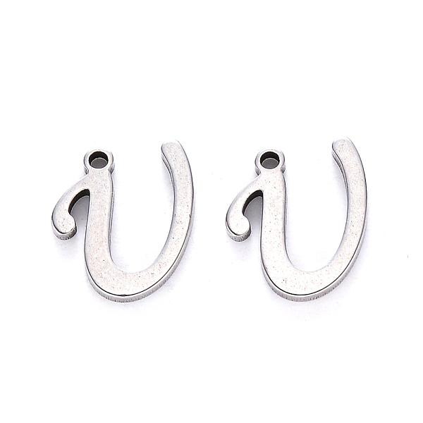 

PandaHall 201 Stainless Steel Charms, Laser Cut, Stainless Steel Color, Letter.U, 11.5x10x1mm, Hole: 1mm 201 Stainless Steel Letter U