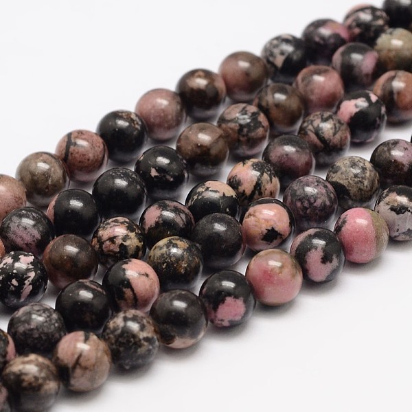 

PandaHall Natural Rhodonite Bead Strands, Round, 8mm, Hole: 1mm, about 48pcs/strand, 15.5 inch Rhodonite Round