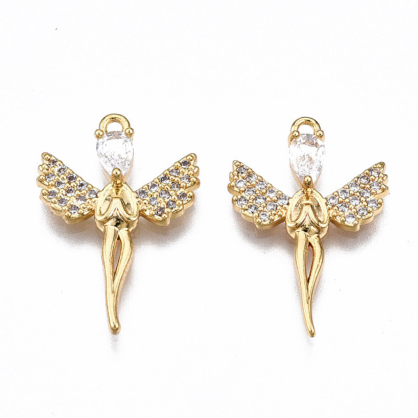 

PandaHall Brass Micro Pave Clear Cubic Zirconia Pendants, Nickel Free, Fairy, Real 18K Gold Plated, 21x14x3mm, Hole: 1.2mm Brass+Cubic...