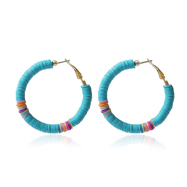 

PandaHall Bohemia Style Colorful Clay Beads Hoop Earrings, Ring Other