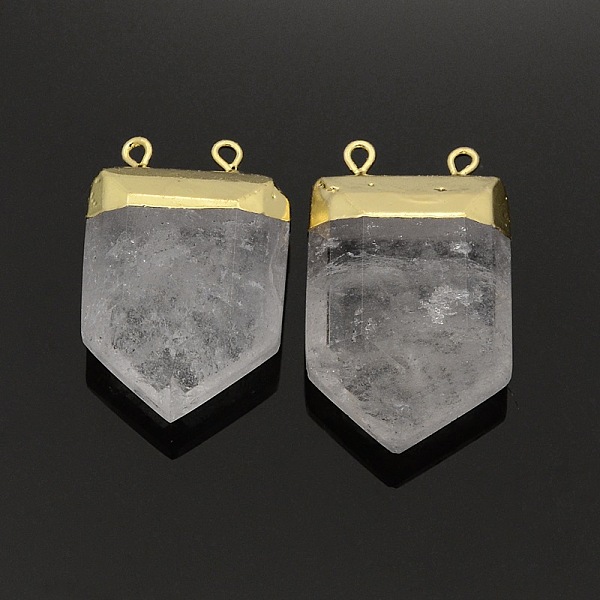 

PandaHall Natural Quartz Crystal Pointed Pendants, Rock Crystal, with Golden Tone Brass Findings, Crystal, 28~33x19~21x7mm, Hole: 2mm Quartz...