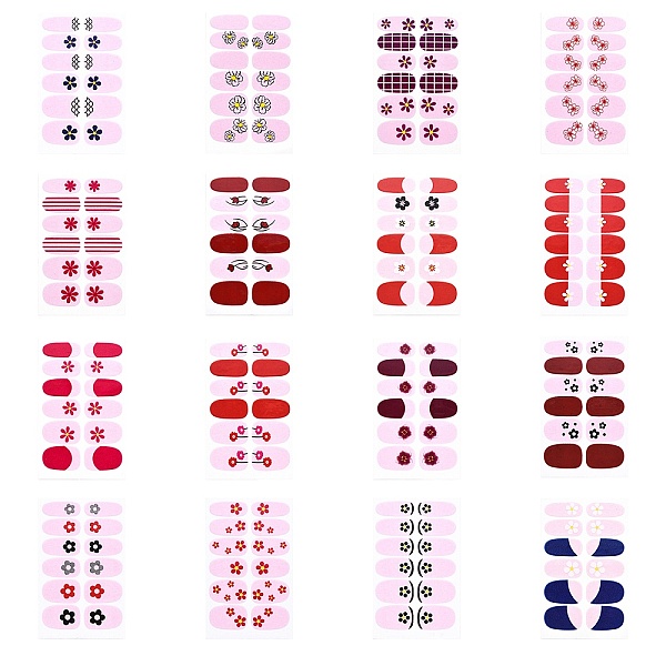 

PandaHall Flower Series Full Cover Nail Decal Stickers, Self Adhesive, Nail Decoration for Women Girls Kids, Mixed Color, 25.5x10~16.5mm..., Multicolor