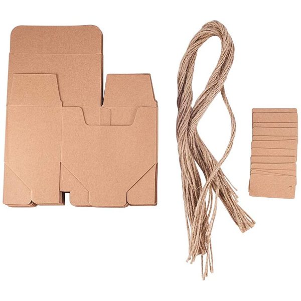 

PandaHall 30 Pack Kraft Gift Boxes Gift Wrapping Paper Boxes with Hemp Rope and Tags for Wedding Decoration, Baby Shower, Candy Packaging..., Orange