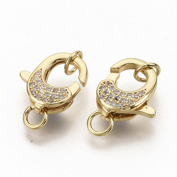

PandaHall Brass Micro Pave Clear Cubic Zirconia Lobster Claw Clasps, with Jump Rings, Real 16K Gold Plated, 14x12x5mm, Hole: 3mm Brass+Cubic...