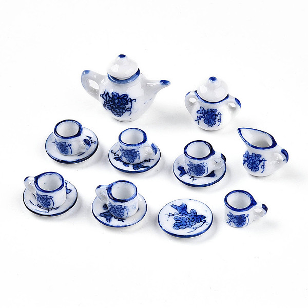 5Pcs Porcelain Tea Set Display Decorations