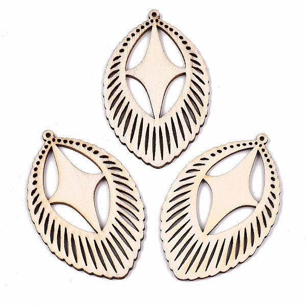 

PandaHall Undyed Natural Hollow Wooden Big Pendants, Laser Cut Shapes, Teardrop with Star, Antique White, 69.5x43x2mm, Hole: 1.6mm Wood...