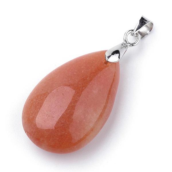 

PandaHall Natural Red Aventurine Pendants, with Alloy Findings, teardrop, Platinum, 23~24x14x8mm, Hole: 4x5mm Red Aventurine Teardrop