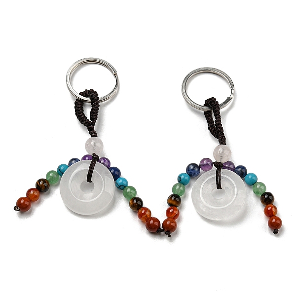 

PandaHall 7 Chakra Natural Gemstone Tassel Keychain, Quartz Crystal Donut Reiki Healing Keychain, with Platinum Tone Iron Ring, 9.5~10.2cm...