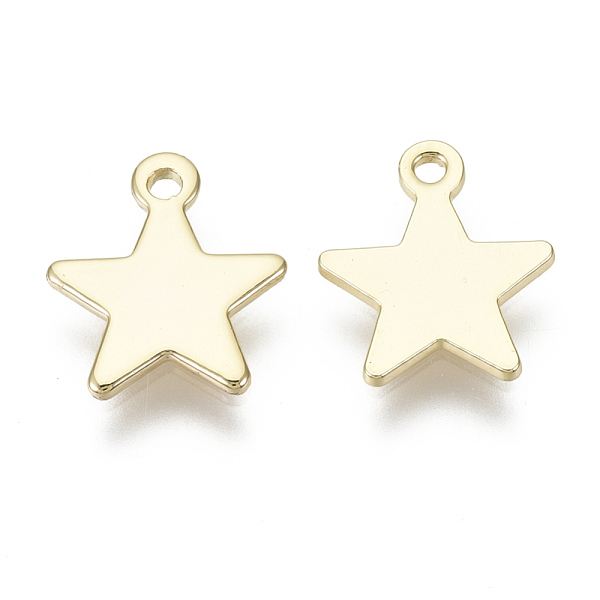 

PandaHall Brass Charms, Nickel Free, Star, Real 18K Gold Plated, 11.5x10x1mm, Hole: 1.2mm Brass Star