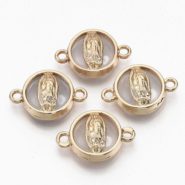 

PandaHall Glass Links connectors, with Light Gold Plated Alloy Findings, Flat Round with Virgin Mary, Clear, 13.5x19.5x5.5mm, Hole: 1.6mm...