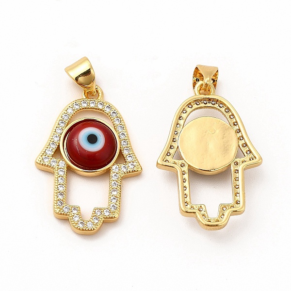 

PandaHall Rack Plating Brass Micro Pave Clear Cubic Zirconia Pendants, with Handmade Evil Eye Lampwork, Cadmium Free & Lead Free..., Red