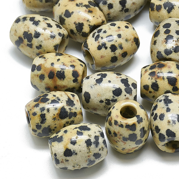 

PandaHall Natural Dalmatian Jasper Beads, Large Hole Beads, Barrel, 17~19x15~16mm, Hole: 5.5mm Dalmatian Jasper Barrel