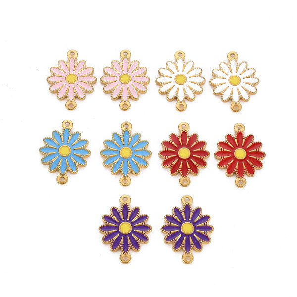 

PandaHall 304 Stainless Steel Enamel Links Connectors, Ion Plating(IP), Golden, Flower, Mixed Color, 21x15.5x2mm, Hole: 1.4mm 304 Stainless..., Multicolor