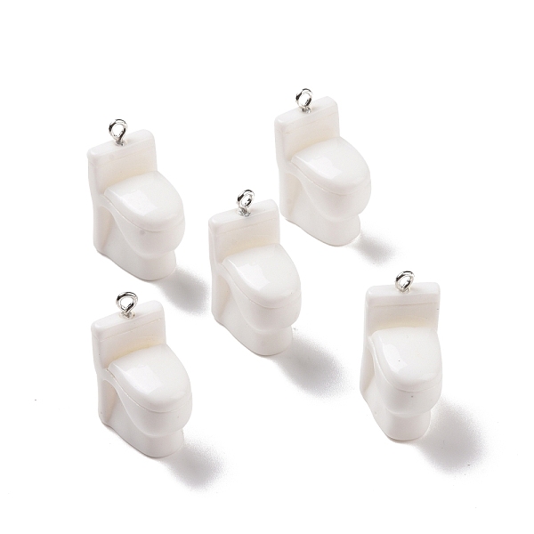 

PandaHall Opaque Resin Pendants, with Platinum Tone Iron Loops, Toilet Charm, White, 27x19x13.5mm, Hole: 2mm Resin Others White