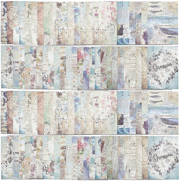 

PandaHall 100 Sheets 50 Patterns Ocean Map Theme Scrapbook Paper Pads, Background Paper Pad, for DIY Album Scrapbook, Greeting Card, Diary..., Multicolor