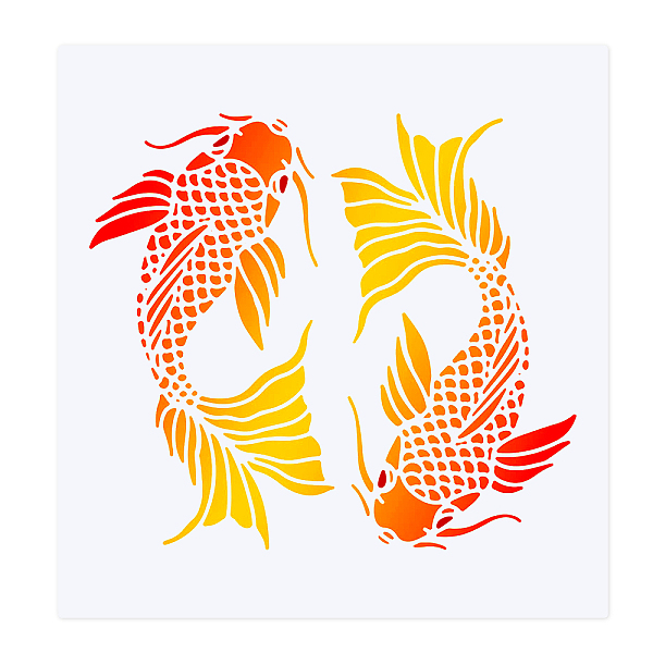 PandaHall FINGERINSPIRE Koi Drawing Painting Stencils Templates (11.8x11.8inch) Plastic Koi Stencils Decoration Square Carp Stencils for...