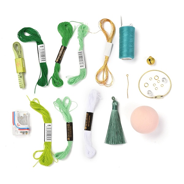 

PandaHall DIY Embroidery Temari Ball Keychain Kits, Including Iron Needles, Tape Measure, Cotton Threads, Metallic Cord, Polyester Threads..., Multicolor