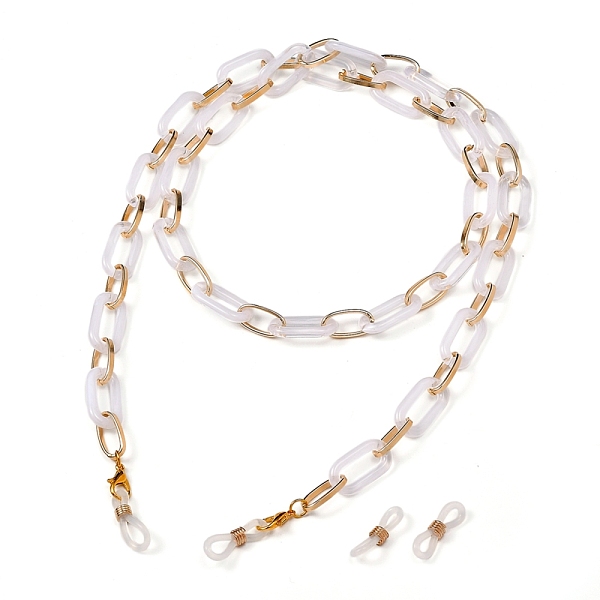 

PandaHall Eyeglasses Chains, Neck Strap for Eyeglasses, with Aluminium & Acrylic Paperclip Chains, Alloy Lobster Claw Clasps and Rubber Loop..., White