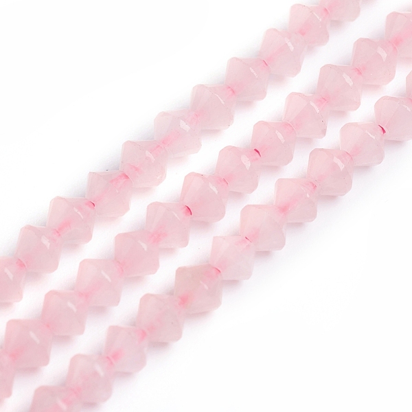 

PandaHall Natural Rose Quartz Beads Strands, Bicone, 3.9~4x4mm, Hole: 0.8mm, about 99pcs/strand, 15.16 inch(38.5cm) Rose Quartz Bicone
