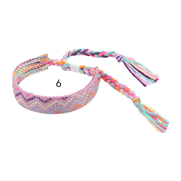 

PandaHall Cotton Braided Wave Pattern Cord Bracelet, Ethnic Tribal Adjustable Brazilian Bracelet for Women, Plum, 5-1/2~10-5/8 inch(14~27cm)..., Purple