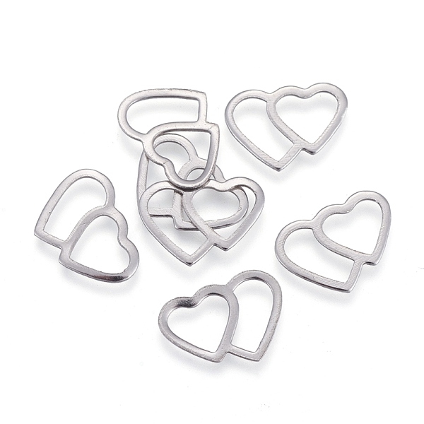 

PandaHall Valentine's Day 304 Stainless Steel Linking Rings, Heart with Hear, Stainless Steel Color, 9.5x13.5x0.5mm, Inner Diameter: 8x4mm...