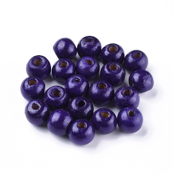 

PandaHall Dyed Natural Wood Beads, Round, Lead Free, Indigo, 12x11mm, Hole: 4mm, about 1800pcs/1000g Maple Wood Round Purple