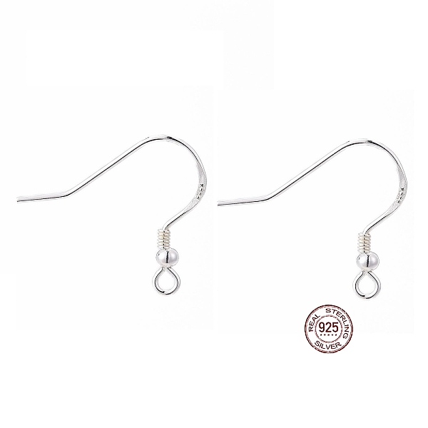 

PandaHall 925 Sterling Silver Earring Hooks, with 925 Stamp, Silver, 18x19x2mm, Hole: 2mm, Pin: 0.6mm Sterling Silver
