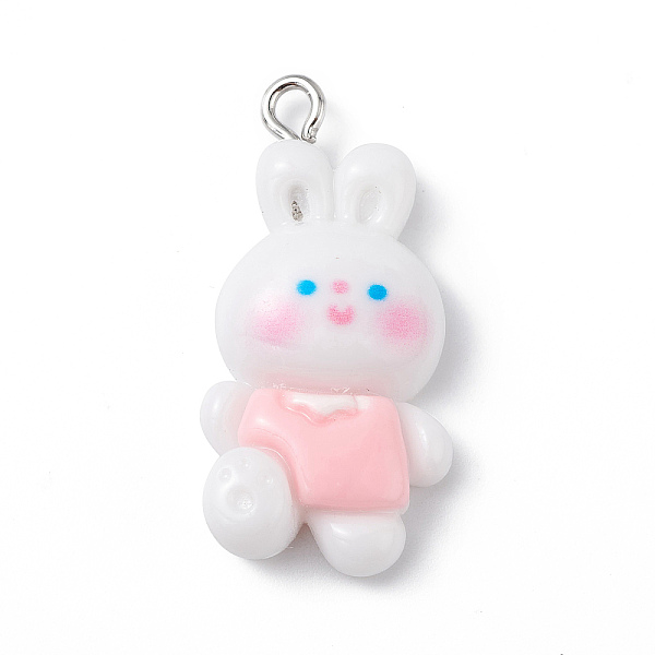 

PandaHall Opaque Resin Pendants, Rabbit Charms, with Platinum Tone Iron Loops, Rabbit, 32x15.5x6.5mm, Hole: 2mm Iron+Resin Rabbit