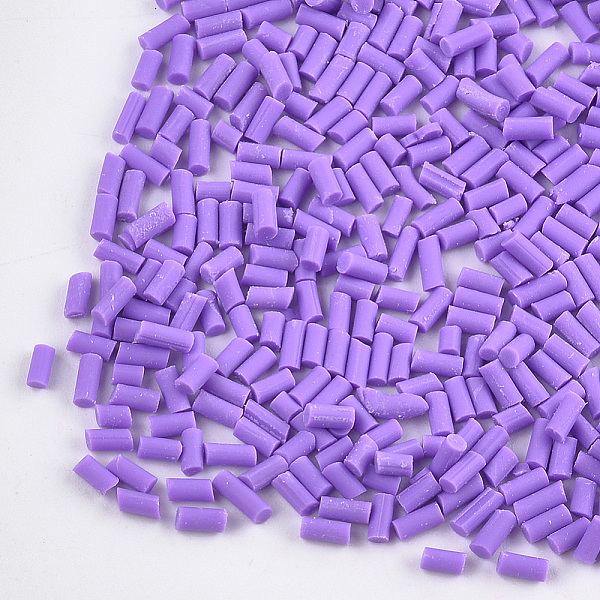 PandaHall Handmade Polymer Clay Sprinkle Beads, Fake Food Craft, No Hole, Column, Blue Violet, 2~6x1.5mm Polymer Clay Column Purple