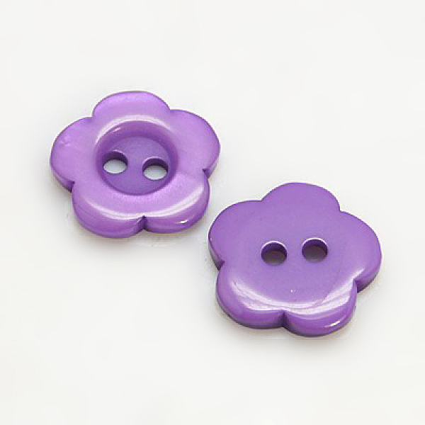 

PandaHall Resin Buttons, Dyed, Flower, Dark Orchid, 15x3mm, Hole: 1mm Resin Flower Purple