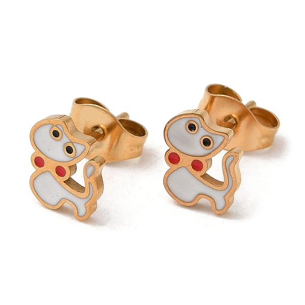

PandaHall Ion Plating(IP) 304 Stainless Steel Stud Earrings with Red Enamel, Cat Shape, Real 18K Gold Plated, 7.5x6mm 304 Stainless Steel...