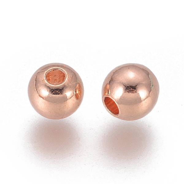 

PandaHall Brass Spacer Beads, Round, Rose Gold, 4mm, Hole: 1mm Brass Round