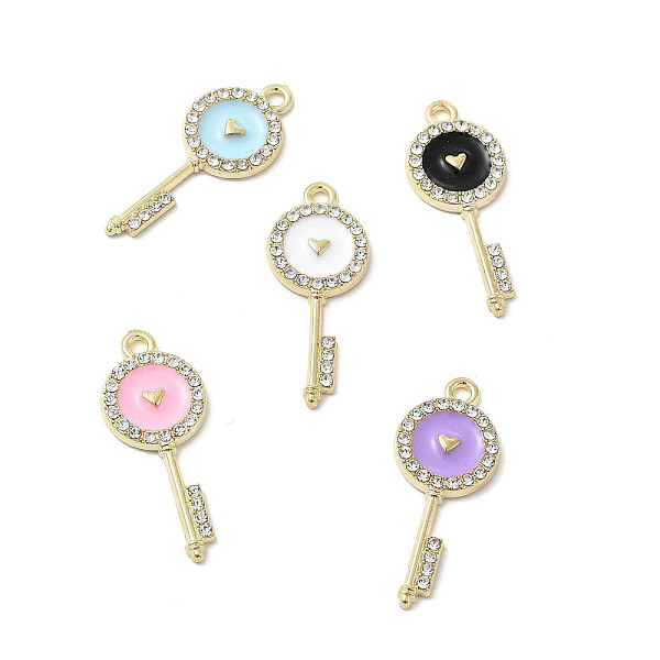 

PandaHall Alloy Enamel Pendants, with Crystal Rhinestone, Keys with Heart Charms, Golden, Mixed Color, 31x12.5x2mm, Hole: 1.8mm Alloy..., Multicolor