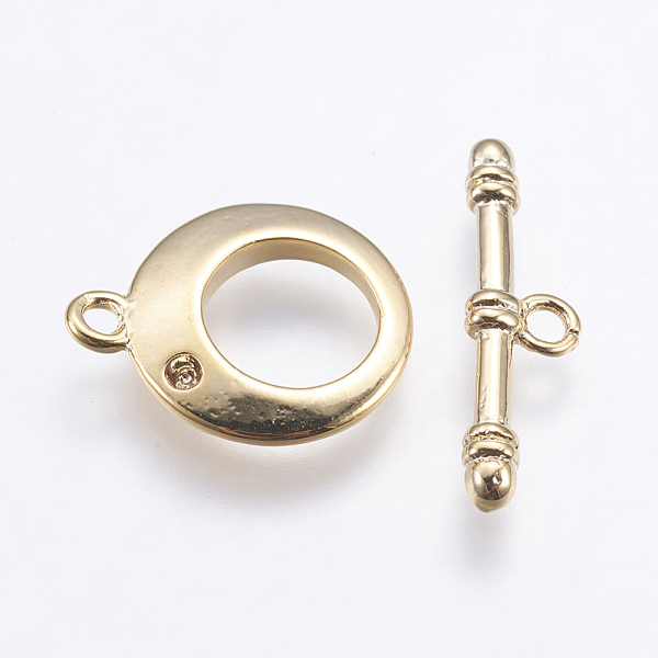 

PandaHall Brass Toggle Clasps, Ring, Long-Lasting Plated, Real 18K Gold Plated, Nickel Free, Ring, 18x15x3mm, Hole: 1mm, Bar: about...