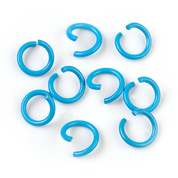 

PandaHall Iron Jump Rings, Open Jump Rings, Deep Sky Blue, 17 Gauge, 8~8.5x1.2mm, Inner Diameter: 5~6mm Iron Blue
