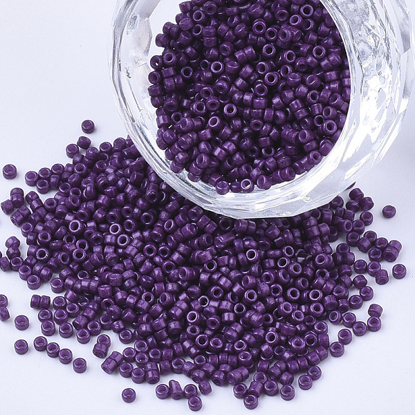

PandaHall Baking Paint Cylinder Seed Beads, Uniform Size, Purple, 1.5~2x1~2mm, Hole: 0.8mm, about 4000pcs/bag, about 50g/bag Glass Purple