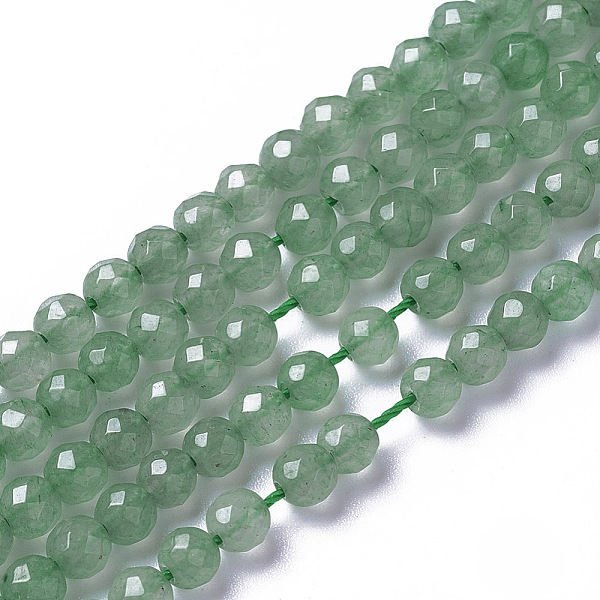 PandaHall Natural Green Aventurine Beads Strands, Faceted, Round, 2~3x2~2.5mm, Hole: 0.2mm, about 181~210pcs/strand, 15.9~16.3 inch...
