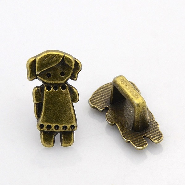 

PandaHall Tibetan Style Alloy Slide Charms, Girl, Nickel Free, Antique Bronze, 25x11x14mm, Hole: 7x10mm Alloy Human