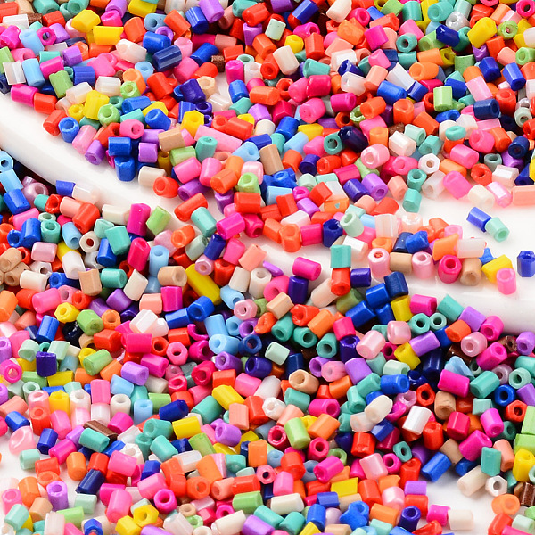 

PandaHall Two Cut Glass Seed Beads, Hexagon, Baking Paint, Mixed Color, 1.5~3x2~2.5mm, Hole: 0.8mm, about 450g/bag Glass Multicolor
