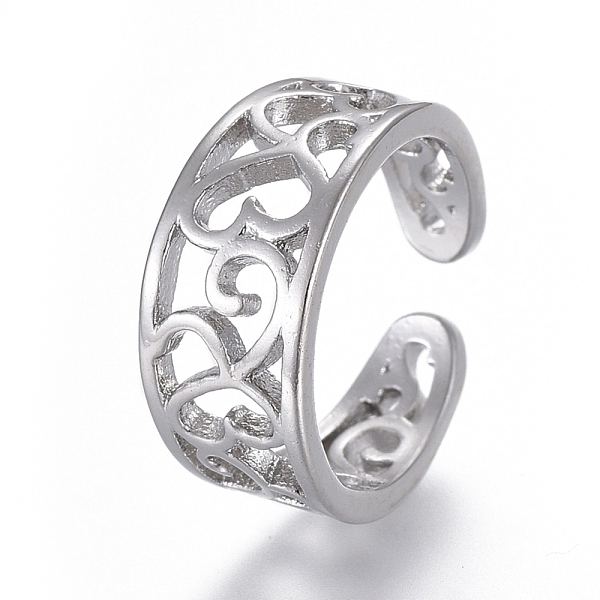 

PandaHall Adjustable Brass Toe Rings, Open Cuff Rings, Open Rings, Hollow, Platinum, US Size 3(14mm) Brass