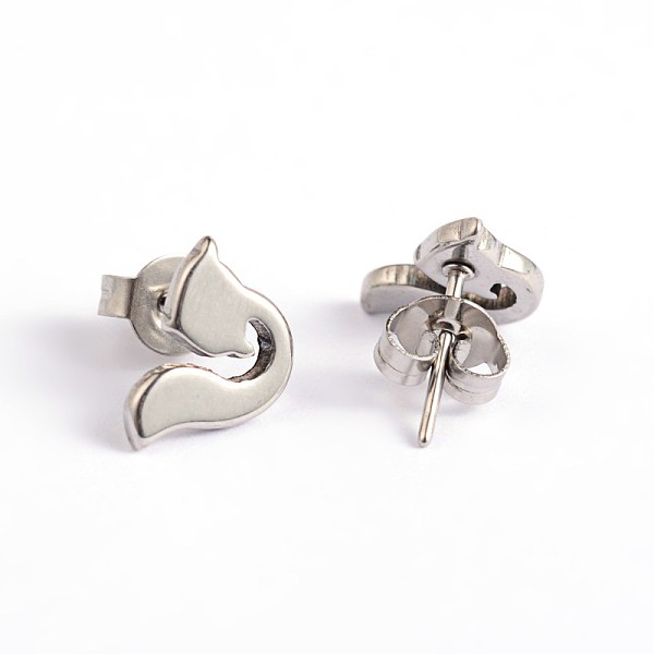 

PandaHall Fox 304 Stainless Steel Ear Studs, Hypoallergenic Earrings, Stainless Steel Color, 10.5x7mm, Pin: 0.7mm 304 Stainless Steel