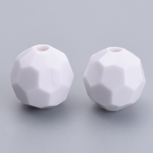 

PandaHall Opaque Acrylic Beads, Faceted, Round, White, 10x10mm, Hole: 1.5mm, about 920pcs/500g Acrylic Round White