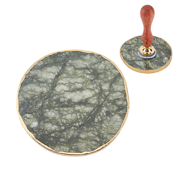 

PandaHall Marble Drink Coasters, Flat Round, Dark Sea Green, 8.9x8.5x0.6cm Marble