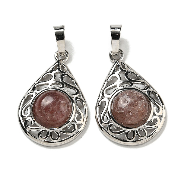 

PandaHall Natural Strawberry Quartz Pendants, Rack Plating Brass Hollow Teardrop Charms, Cadmium Free & Lead Free, Platinum, 29.5x19.5x7.5mm...