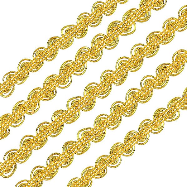 

PandaHall FINGERINSPIRE 25 Yard Metallic Scroll Braid Trim Embellishment,10mm Wide Dark Gold Polyester Ribbon with Wave Pattern for Garment...