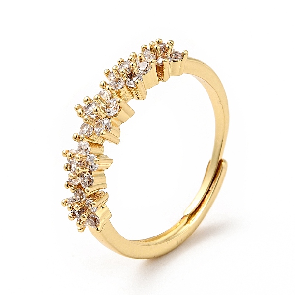 

PandaHall Clear Cubic Zirconia Flower Adjustable Ring, Brass Jewelry for Women, Real 18K Gold Plated, US Size 8 1/2(18.5mm) Brass+Cubic...