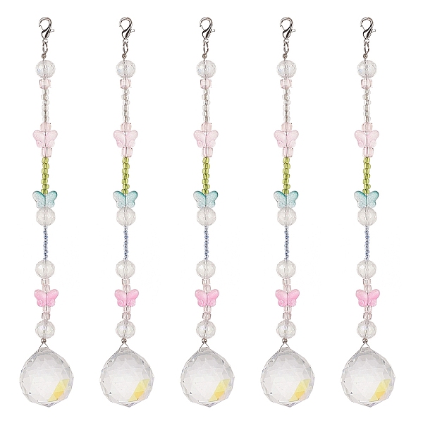 

PandaHall Teardrop & Butterfly Glass Suncatchers, with Glass Beads, Wall Pendant Hanging Ornament for Home Garden Decoration, Colorful, 22cm...