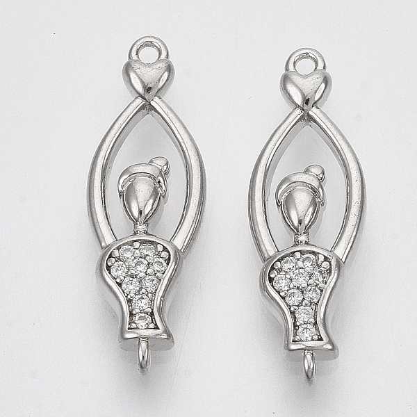 

PandaHall Brass Micro Pave Cubic Zirconia Links connectors, Nickel Free, Woman, Clear, Real Platinum Plated, 18.5x6x2.5mm, Hole: 0.8mm...